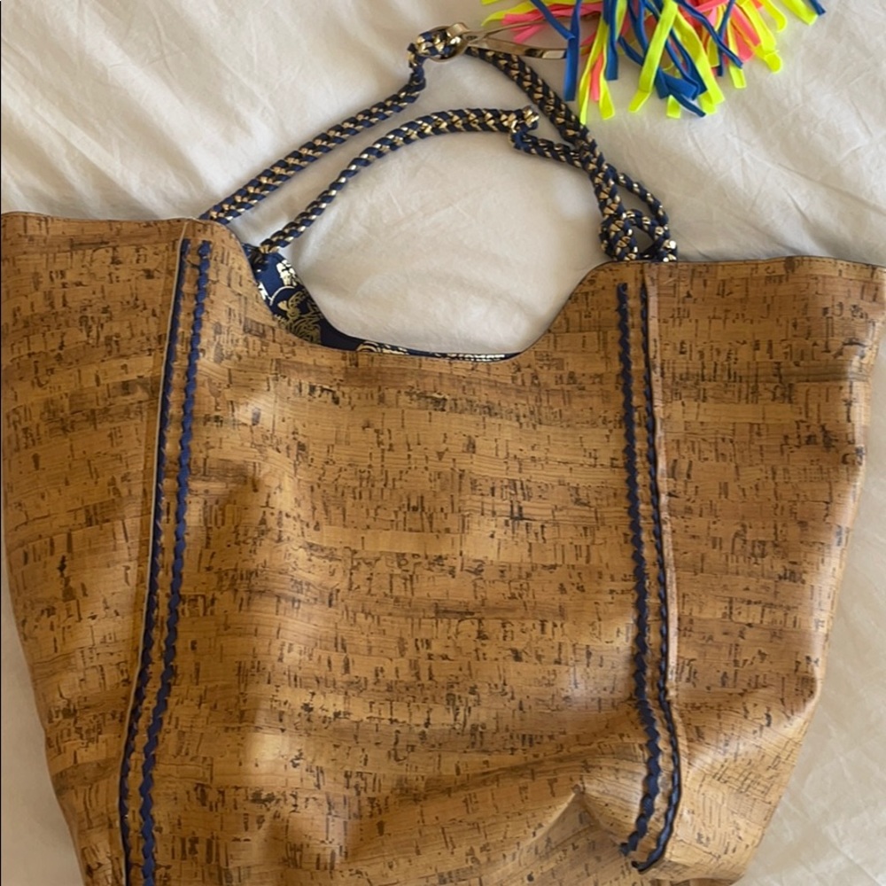 Lilly Pulitzer Tote with Cork Detail and tassel!